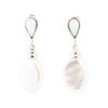 0.60 ctw Opal and Baroque Pearl Earrings - 18KT White Gold