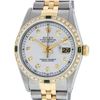Image 2 : Rolex Mens 2 Tone 14K Silver & Emerald Diamond Datejust Wriswatch