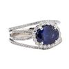Image 1 : 3.23 ctw Sapphire and Diamond Ring - Platinum