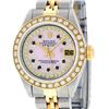 Image 1 : Rolex Ladies 2 Tone 14K Pink MOP Sapphire String Diamond Datejust Wristwatch