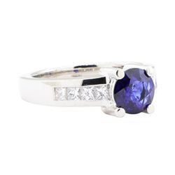 1.93 ctw Sapphire And Diamond Ring - 14KT White Gold