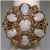 Image 1 : 14k Yellow Gold 2.25 ctw Large Beaded Round & Oval Opal Open Work Cocktail Ring