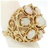 Image 3 : 14k Yellow Gold 2.25 ctw Large Beaded Round & Oval Opal Open Work Cocktail Ring