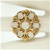 Image 9 : 14k Yellow Gold 2.25 ctw Large Beaded Round & Oval Opal Open Work Cocktail Ring