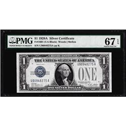 1928A $1 Funnyback Silver Certificate Note Fr.1601 PMG Superb Gem Uncirculated 67EPQ