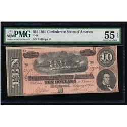 1864 $10 Confederate States of America Note PMG 55EPQ