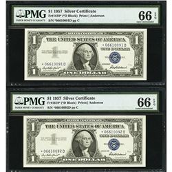 1957 $1 Consecutive Silver Certificate STAR Notes PMG 66EPQ