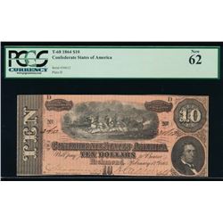 1864 $10 Confederate States of America Note PCGS 62