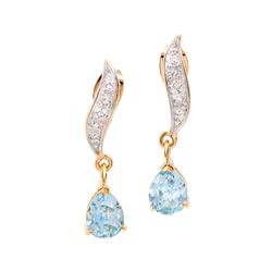 Plated 18KT Yellow Gold 2.05ctw Blue Topaz and Diamond Earrings