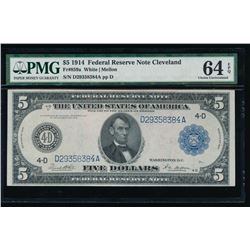 1914 $5 Cleveland Federal Reserve Bank Note PMG 64EPQ