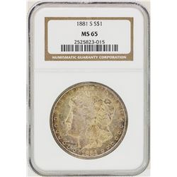 1881-S $1 Morgan Silver Dollar Coin NGC MS65