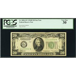 1934B $20 Chicago Federal Reserve STAR Note PCGS 30