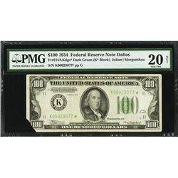 1934 $100 Dallas Federal Reserve STAR Note PMG 20NET