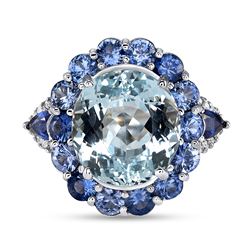 7.09ct Aquamarine 14k White Gold Ring