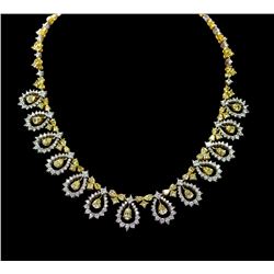19.11ct Natural Yellow Fancy Diamond 18K White & Yellow Gold Necklace