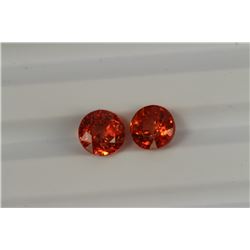 3.63ct Round Shape Orange Sapphire Match Pair Dimension 6.5x5