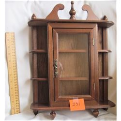 WOOD & GLASS DISPLAY CASE, SIDE SHELVES