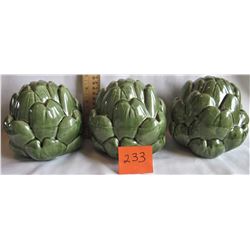 3 GREEN AVACADO POTTERY ORNAMENT