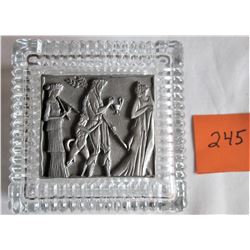 VINTAGE GLASS DISH - PEWTER ON TOP