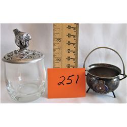 POT (AORIATIC CREST) + GLASS CUP c/w PEWTER L10