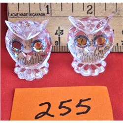 2 CRYSTAL OWLS SWAROVSKI FIGURINE