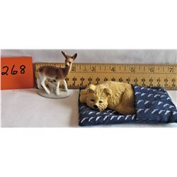 CERAMIC DOG IN BLANKET - DEER FIGURINE (MARKED GERMANY)