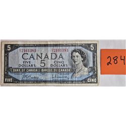CANADA 5.00 BILL - 1954 D/X 2161281 - BEATTIE / ROSMINSKY
