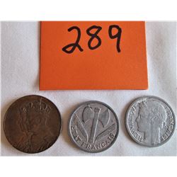 1 - FRENCH FRANC - 1942 / 1 - FRANC 1945 / COMORATIVE - KING GEORGE VI + QUEEN ELIZABETH VISIT IN 19