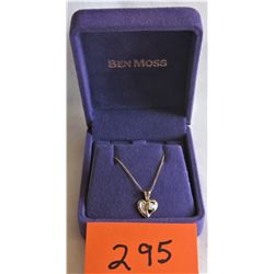 HEART SHAPE - 2 STONES - 18" CHAIN / BEN MOSS - 10K GOLD - OPAL/DIAMOND