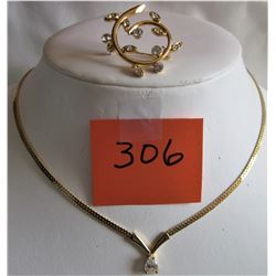 18" CHAIN PENDANT / NECKLACKE + BROACH