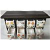 Image 3 : WOODEN TABLE TOP STORAGE CHEST / 8 FLORAL CERAMIC DRAWERS
