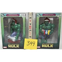 2X 2003 MARVEL INCREDIBLE HULK CHRISTMAS ORNAMENTS