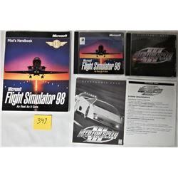 2X PC COMPUTER GAME CD'S + INSTRUCTIONS (MICROSOFT FLIGHT SIMULATOR 98 + EA NEED 4 SPEED - HOT PURSU
