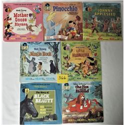 7 VINTAGE DISNEY SEE-HEAR-READ READ-ALONG BOOKS + RECORDS