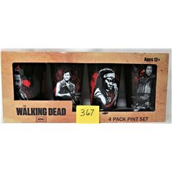 2013 SET 4 NEW BOXED AMC "WALKING DEAD" HERO PINT GLASS SET