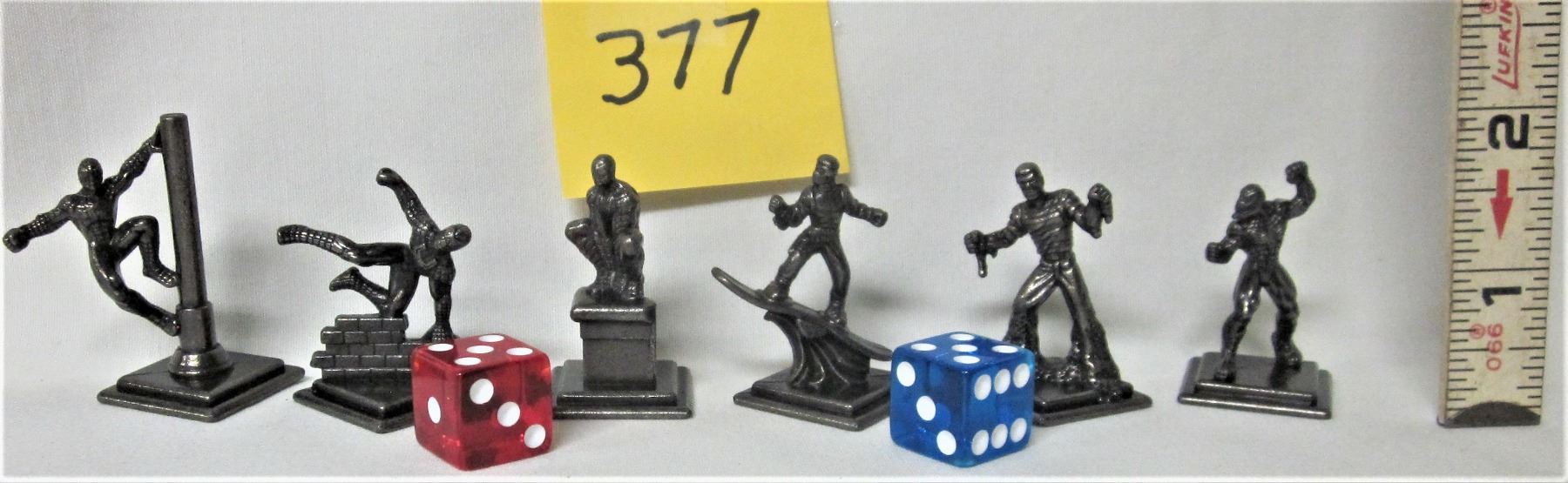 2006 SPIDERMAN MONOPOLY BOARD GAME 6 PEWTER GAME TOKENS