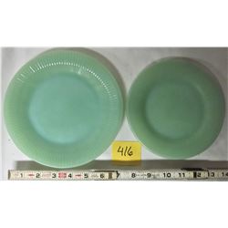 7 3/4" JADITE JANE RAY PLATE FIVE KING, 6 3/4" FIVE KING JADITE RESTAURANT WARE PIE/SALAD PLATE