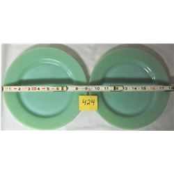 2X VINTAGE FIRE KING JADITE 9" RESTAURANT WARE DINNER PLATES