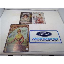 SMALL TIN SIGNS (4-NEW)