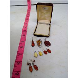 LOT OF AMBER AND SILVER JEWELRY