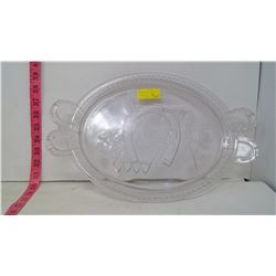 PRESSED GLASS PLATTER "HORSE SHOE"BY ADAMS 1881