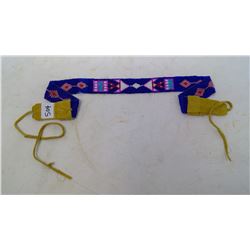 REGALIA - CHILD'S LOOMED BEADED BELT - BLUE WITH MOTIF - 20"