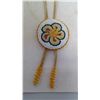 Image 2 : REGALIA - BEADED MEDALLION - FLOWER & LEATHER - BOLLO STYLE