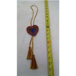 REGALIA - BEADED MEDALLION - HEART WITH "P" - BOLLO STYLE