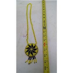 REGALIA - BEADED MEDALLION - STARBURST - YELLOW/BLACK