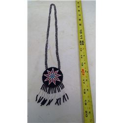 REGALIA - BEADED MEDALLION - STARBURST - BLACK/WHITE