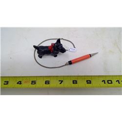 CAST SCOTTIE PAPER WEIGHT WITH PENCIL