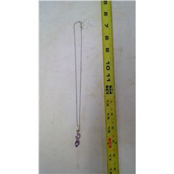 STERLING CHAIN 18" AND PENDANT WITH AMETHYST - approx. 1.5Kt each