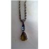 Image 2 : STERLING CHAIN 19" AND PENDANT WITH REAL TOPAZ/SAPPHIRE/AMETHYST
