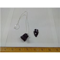 OBSIDIAN NECKLACE - 925 SILVER CHAIN AND SHARPENED STONE